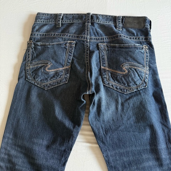 Silver Jeans Gordie Mens 34x34 Straight Fit Whiskered Thick Stitch Western - Picture 6 of 14